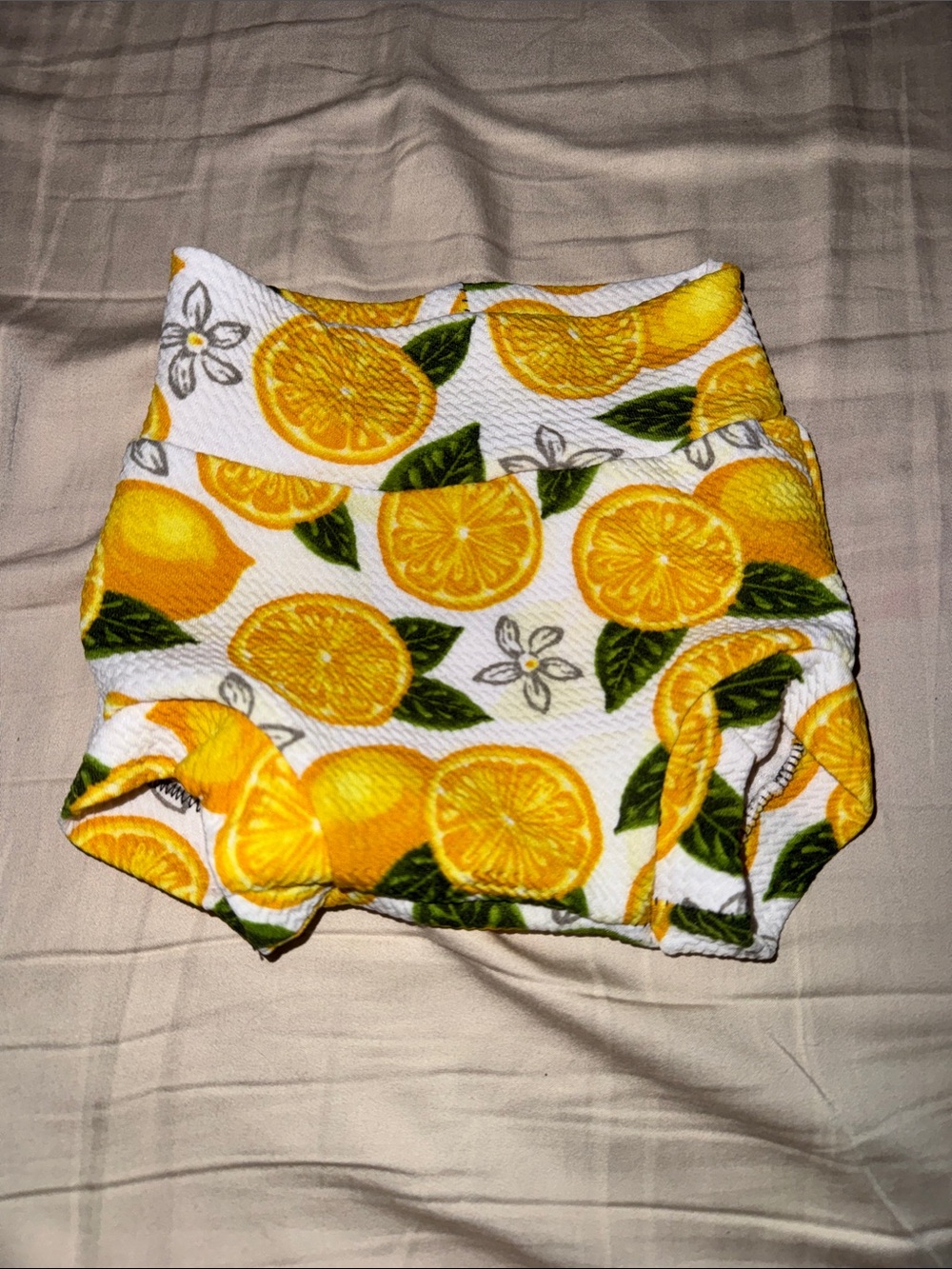 Bright Lemon Print Baby Bloomers/bummie- Yellow & Green 0-3/3-6